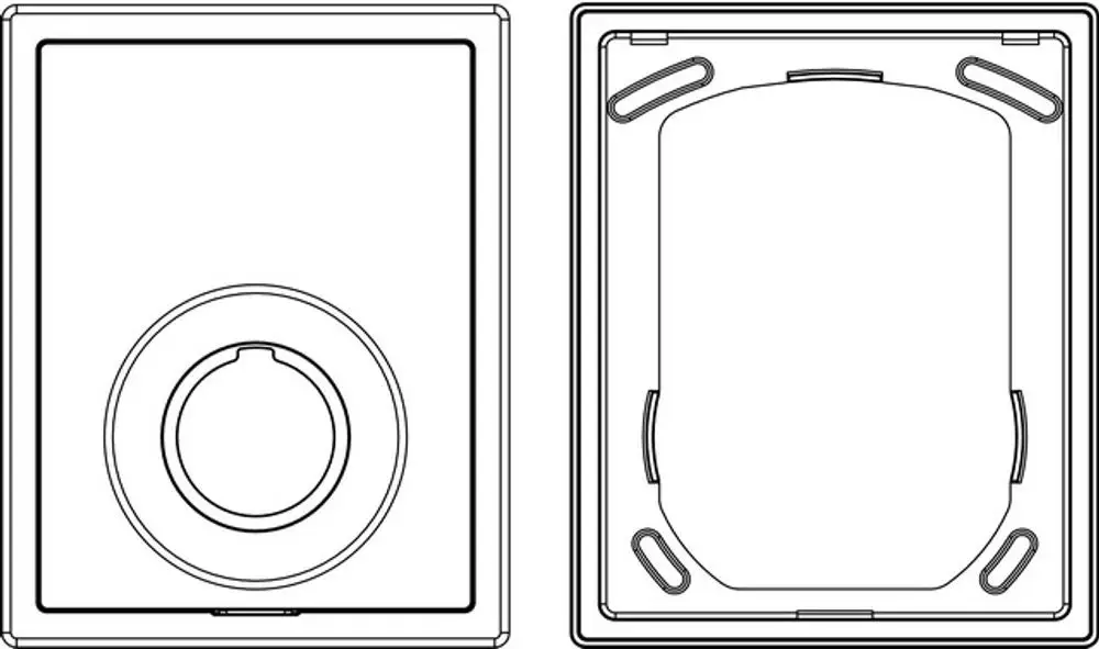 Weiße Rahmen- und Abdeckplatte für Multibox, Ansicht von vorne und oben, geeignet für Heizungsinstallationen, hergestellt von IMI Hydronic Engineering.